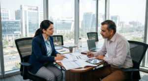 Chartered Accountant advising business owner in Gurgaon